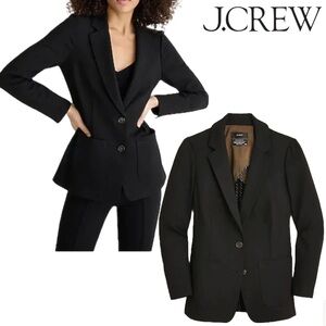 JCrew Mario Bellucci Black Ponte Knit Blazer Jacket Patch Pocket Preppy Career 0